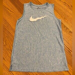 Nike Boys Dri-Fit Heather Powder Blue Tank Top Shirt